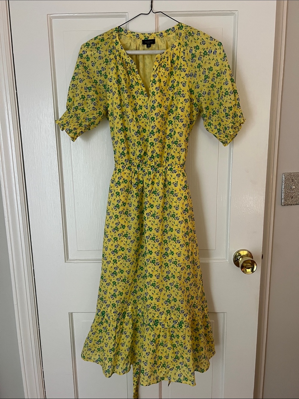 Yellow Floral Midi Dress - Lightweight with lining Summer Style